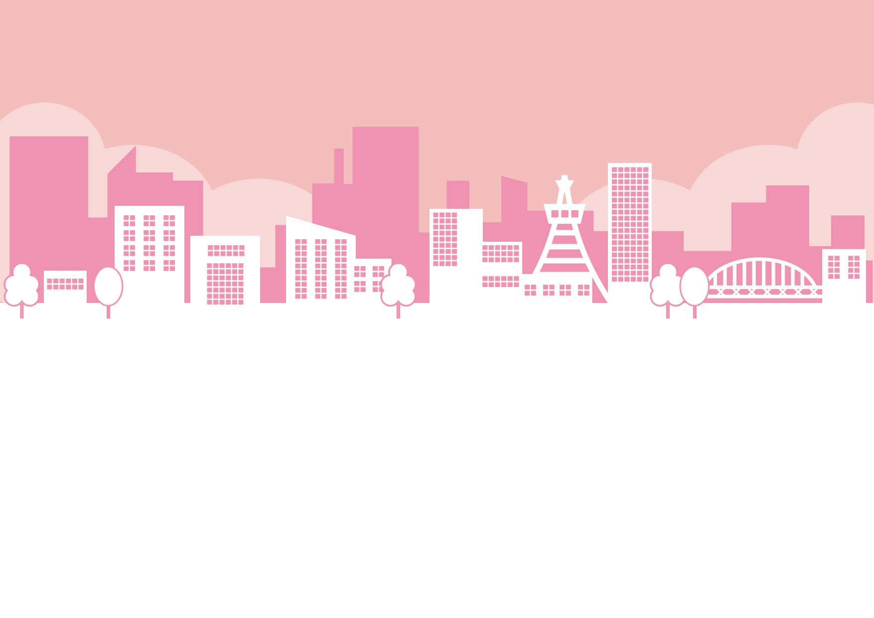 可愛いイラスト無料｜街並み　ピンク色 − free illustration Cityscape pink