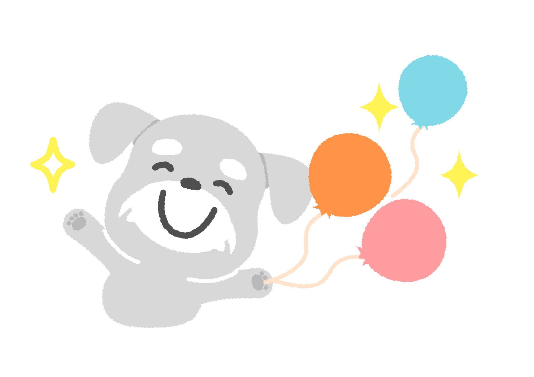 可愛いイラスト無料｜犬　風船 − free illustration  Dog balloon
