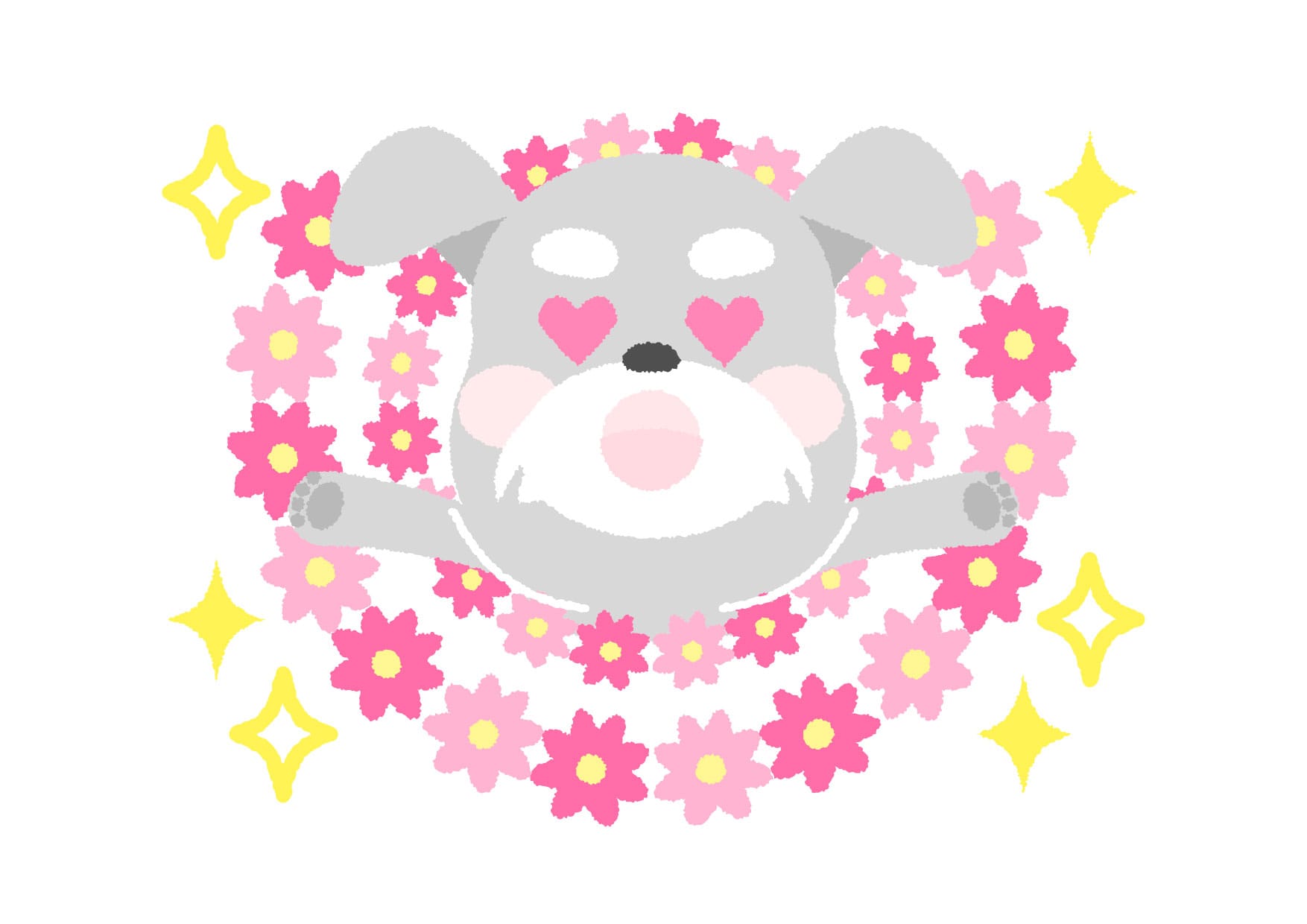 可愛いイラスト無料｜犬　オンリーワン − free illustration Dog glitter flower