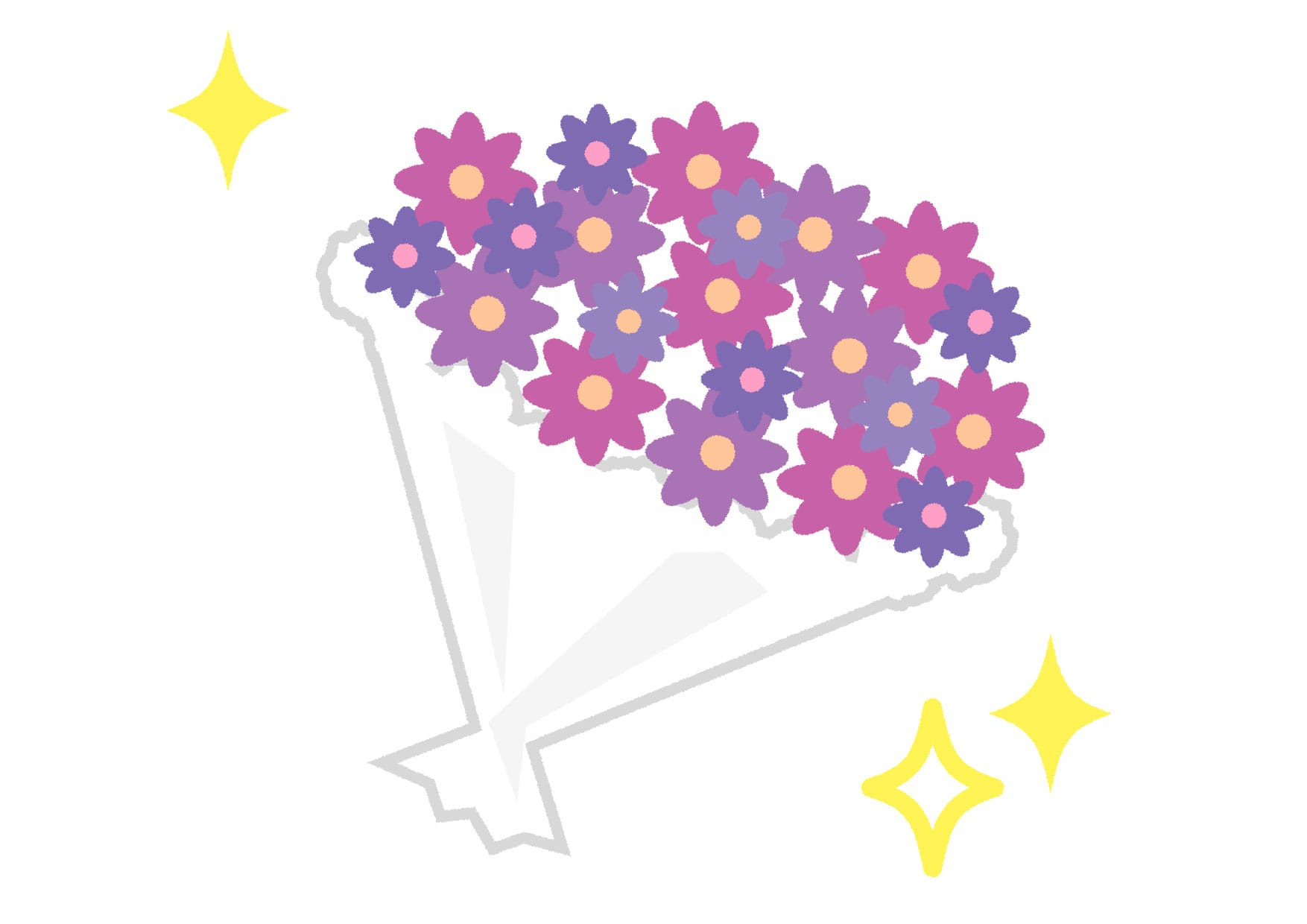 可愛いイラスト無料｜花束　紫色　キラキラ − free illustration Bouquet purple glitter