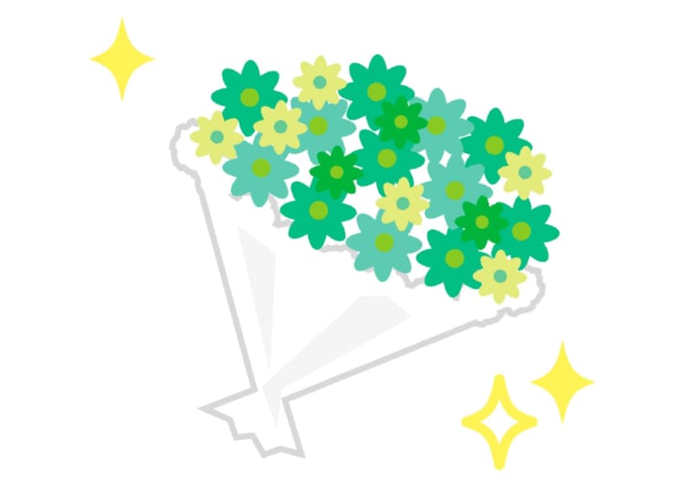 可愛いイラスト無料｜花束 緑色 キラキラ − free illustration Bouquet green glitter｜【公式】イラスト