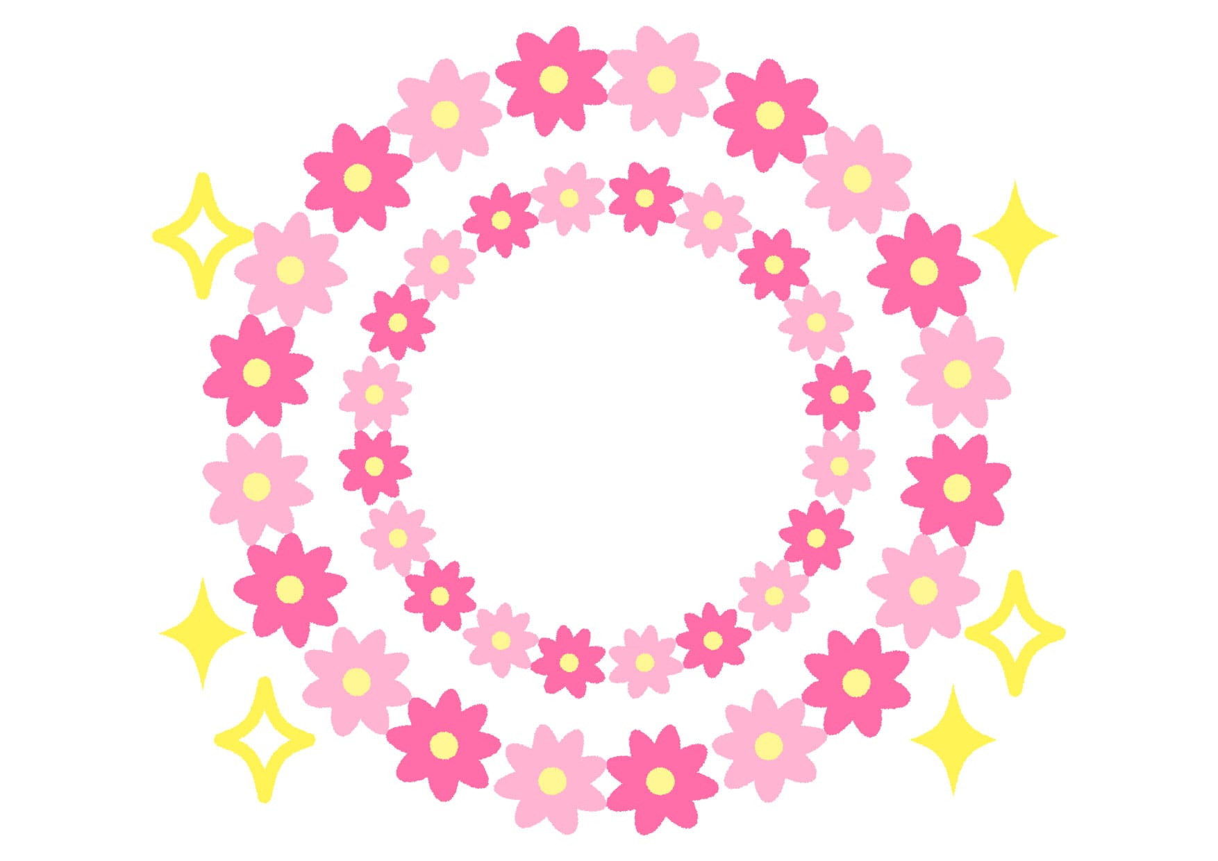 可愛いイラスト無料｜花　フレーム　ピンク　キラキラ − free illustration  Flower frame pink glitter