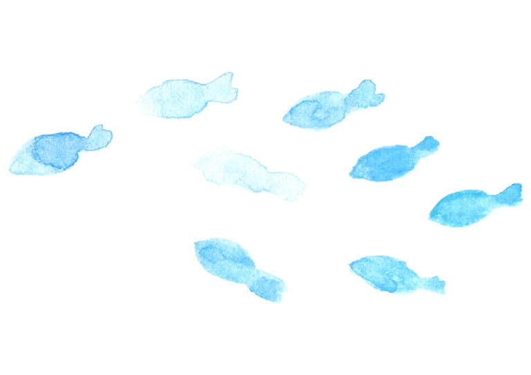 可愛いイラスト無料 水彩 金魚 青色 公式 イラストダウンロード