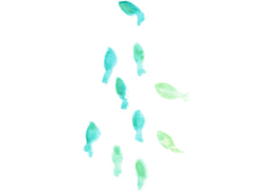 水彩　金魚　青緑色　イラスト　無料