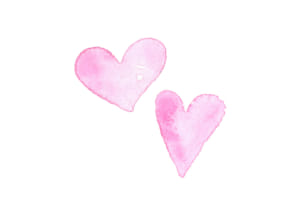 水彩　ハート　ピンク色　２つ　イラスト　無料