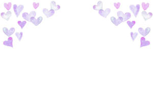 水彩　ハート　背景　上部　紫色　イラスト　無料