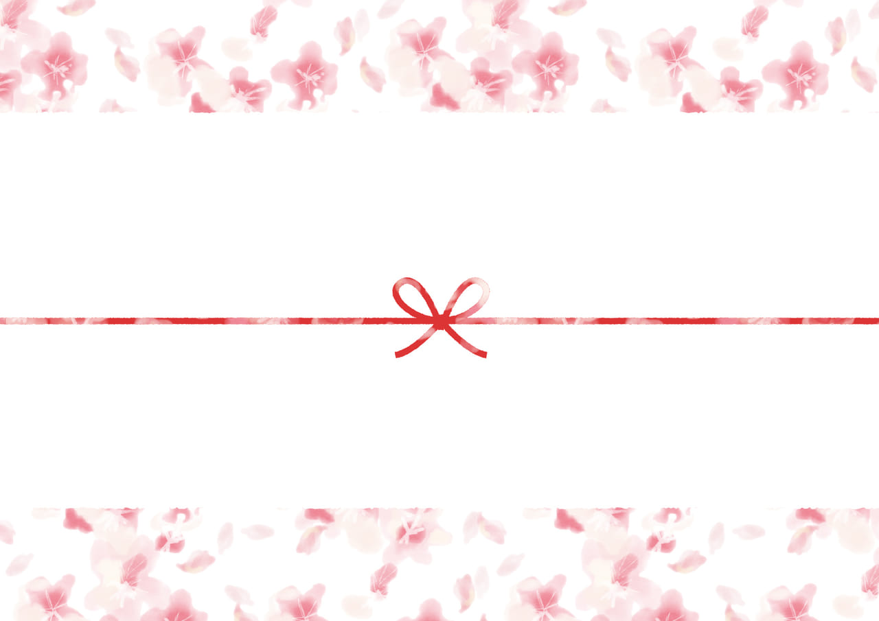 可愛いイラスト無料｜のし紙　水彩　桜吹雪　カジュアル