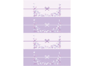 かわいい　のし紙　4分割　水彩　ハート　紫色　イラスト　無料