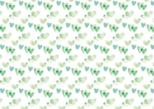 水彩　ハート　背景　パターン　緑色　イラスト　無料