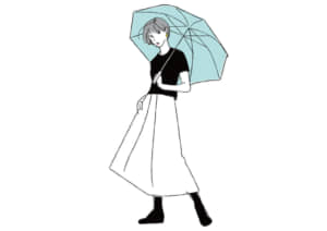 傘をさす女性　イラスト　無料