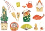 お正月イラスト無料｜飾り　手書き　セット