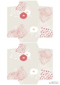 ポチ袋テンプレート無料｜手書き　椿の花　ラフなデザイン