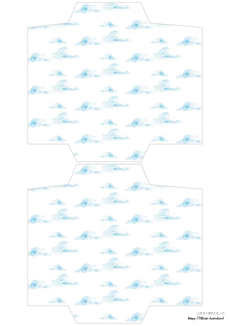 ポチ袋テンプレート無料｜手書き　水彩　雲のデザイン