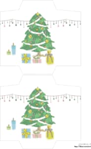 ポチ袋テンプレート無料｜手書きのクリスマスツリーとプレゼント