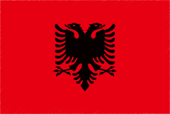 国旗 イラスト 無料｜アルバニア共和国の国旗