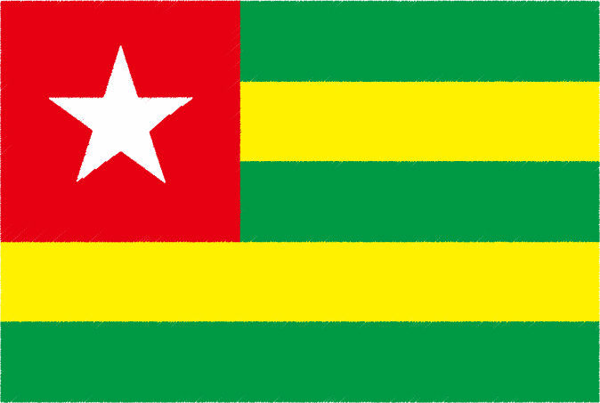 国旗 イラスト 無料｜トーゴ共和国の国旗