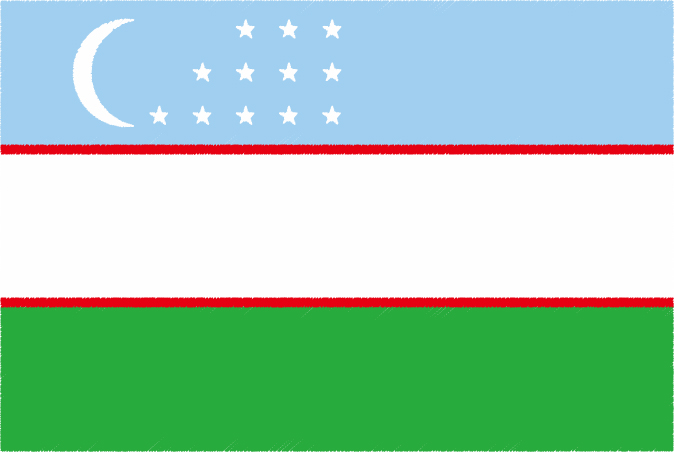 国旗 イラスト 無料｜ウズベキスタン共和国の国旗