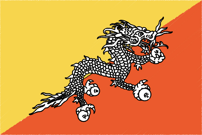 国旗 イラスト 無料｜ブータン王国の国旗