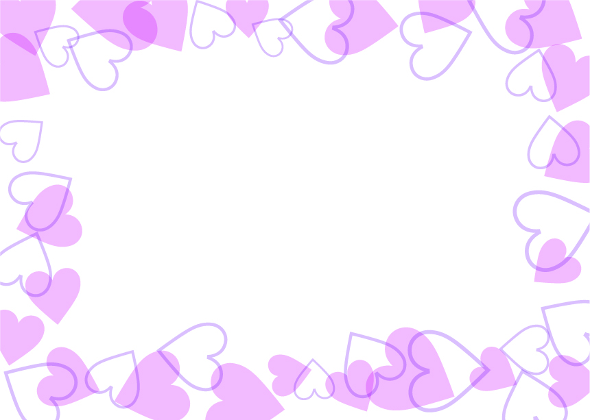 可愛いイラスト無料｜背景　ハート　枠　紫色