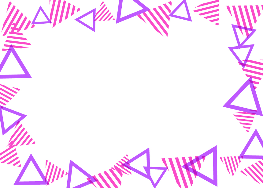 可愛いイラスト無料｜背景　三角ボーダー　枠　ピンクと紫色