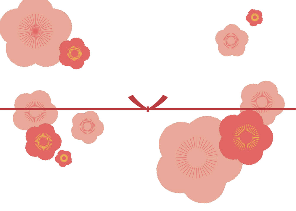 可愛いイラスト無料｜のし紙　大きな桃の花　カジュアル　結びきり