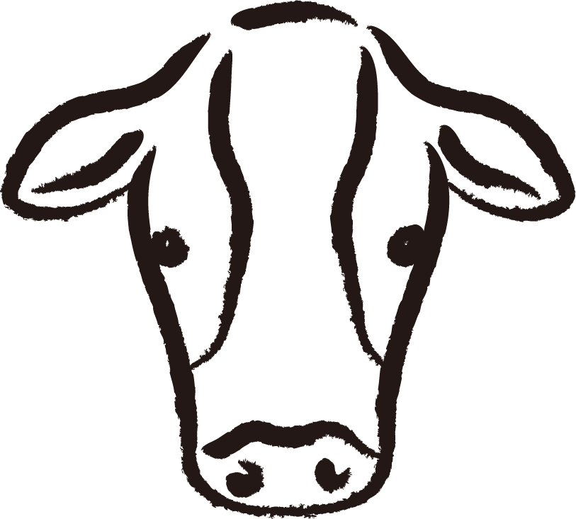 年賀状2021デザイン無料｜筆で書いた牛のイラスト
