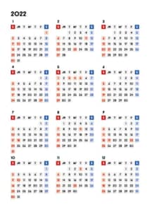 カレンダー無料｜2022年度　シンプルなカレンダー　A4　四角バージョン　（日曜始まり）