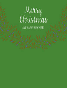 クリスマスカード　緑色　リースデザイン 1