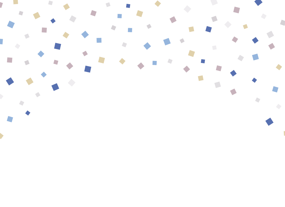 イラスト無料｜紙吹雪の背景　下にコピースペース　寒色　ブルー系　パーティ　装飾　飾り　明るい色味　四角