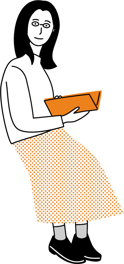 イラスト無料｜座って本を読む女性のイラスト　シンプルタッチ