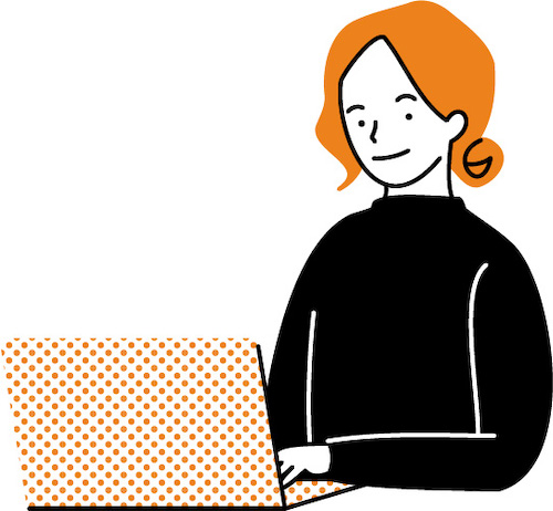 イラスト無料 ノートパソコンで作業をする女性のイラスト シンプルタッチ 公式 イラストダウンロード