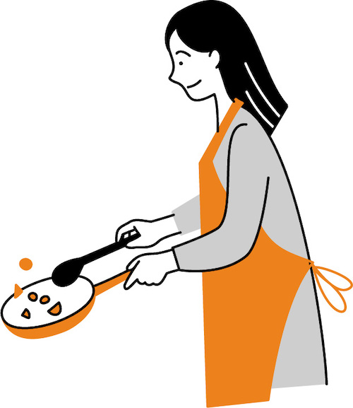 イラスト無料｜料理を作る女性のイラスト　シンプルタッチ