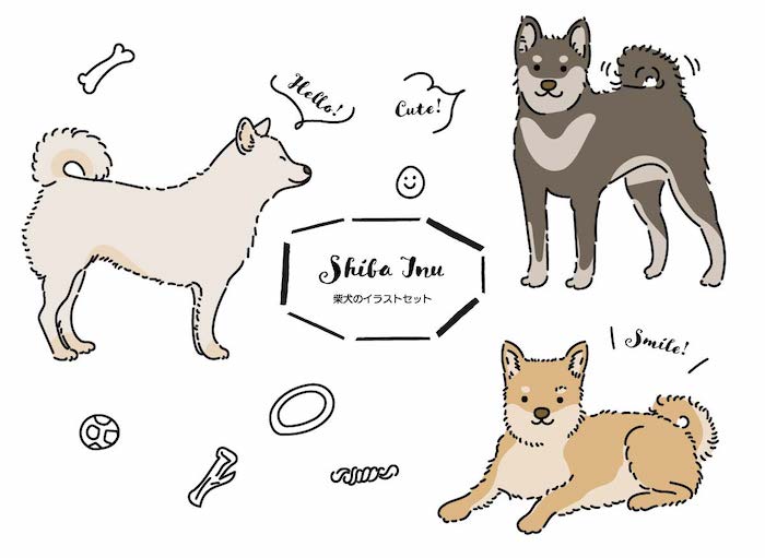 イラスト無料 柴犬の手書きイラストセット 公式 イラストダウンロード