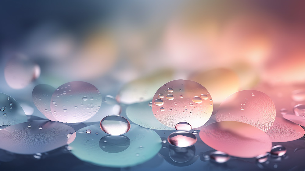 透明な水滴と淡い色の背景3｜イラスト無料