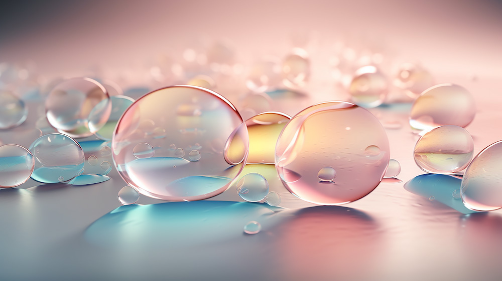 透明な水滴と淡い色の背景4｜イラスト無料