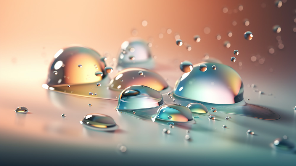 透明な水滴と淡い色の背景6｜イラスト無料