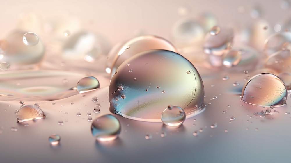 透明な水滴と淡い色の背景11｜イラスト無料