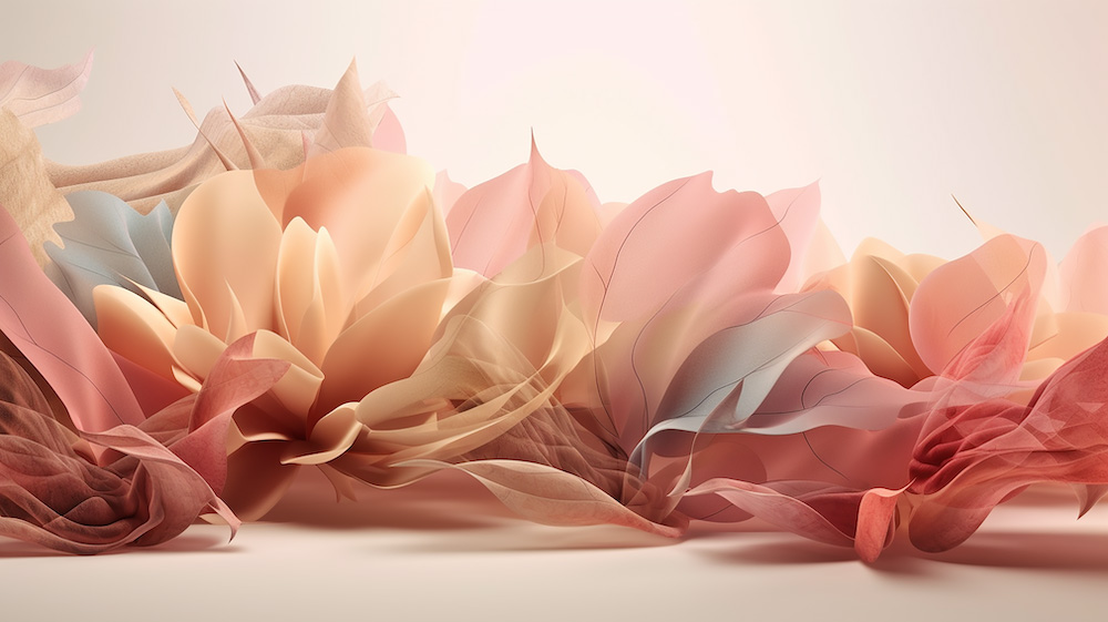 透明の花びらと淡い色の背景1｜イラスト無料
