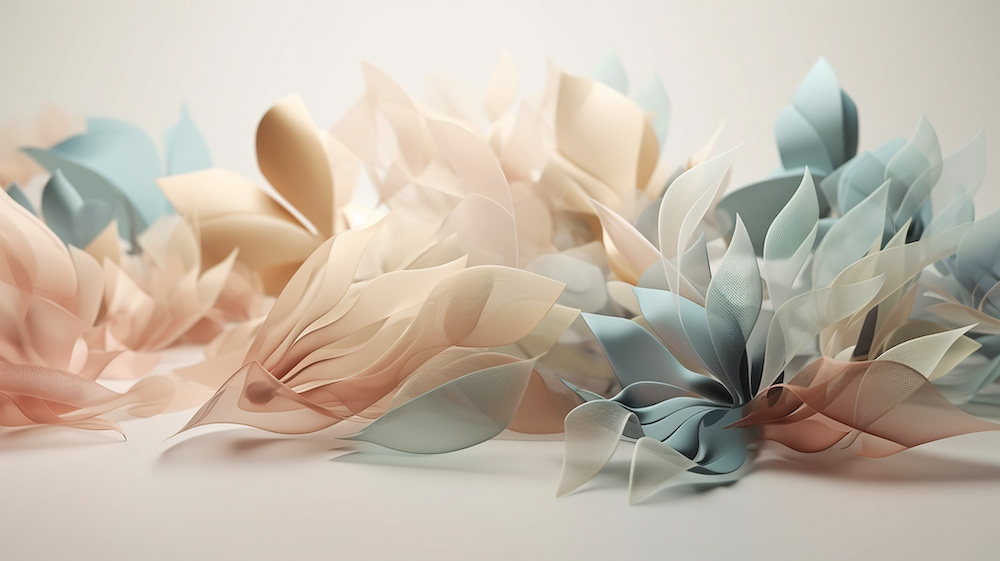 透明の花びらと淡い色の背景2｜イラスト無料