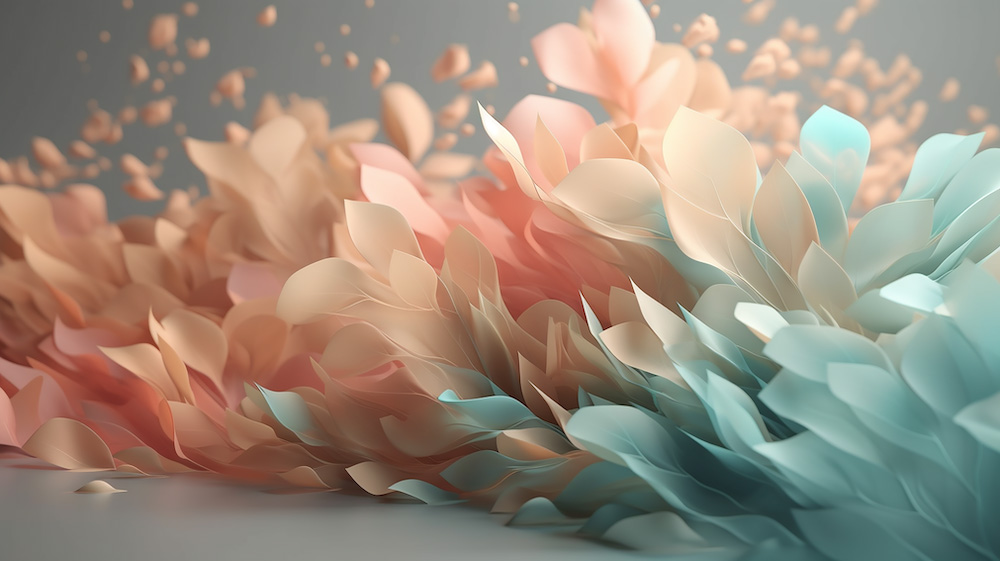 透明の花びらと淡い色の背景4｜イラスト無料