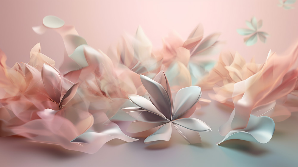 透明の花びらと淡い色の背景7｜イラスト無料