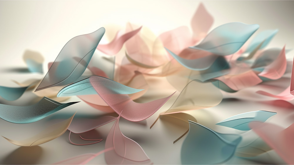 透明の花びらと淡い色の背景8｜イラスト無料