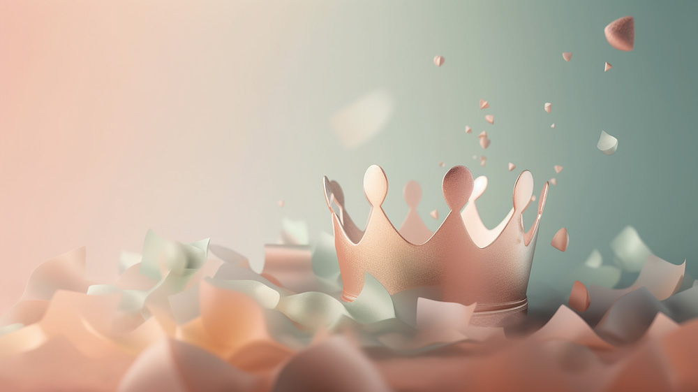 水滴の王冠と淡い色の背景1｜イラスト無料
