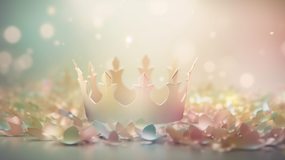 水滴の王冠と淡い色の背景4｜イラスト無料