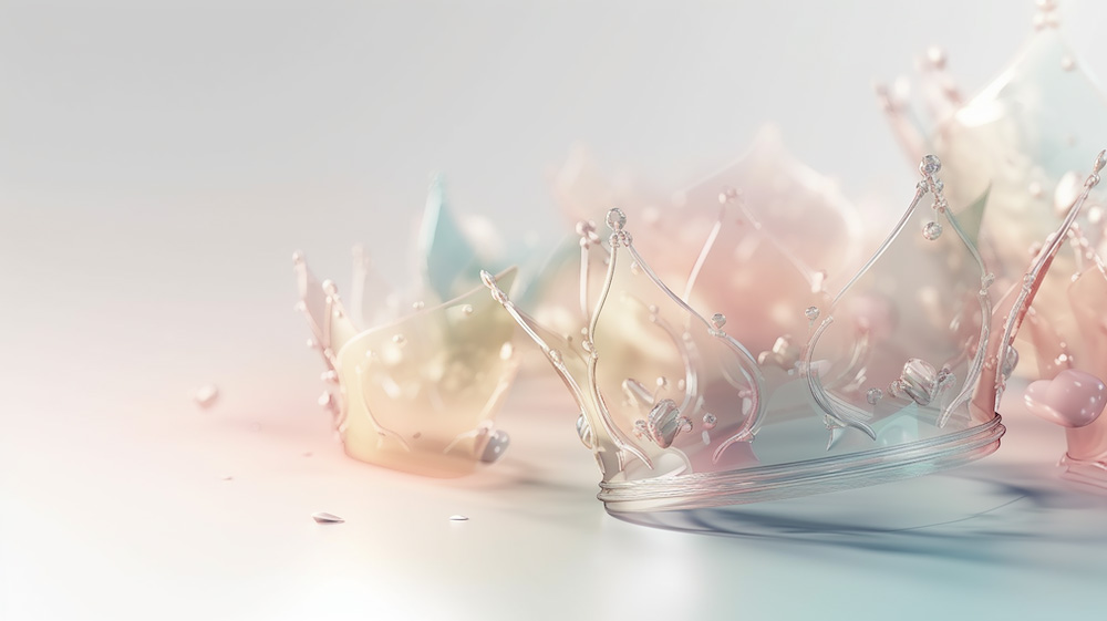 水滴の王冠と淡い色の背景5｜イラスト無料