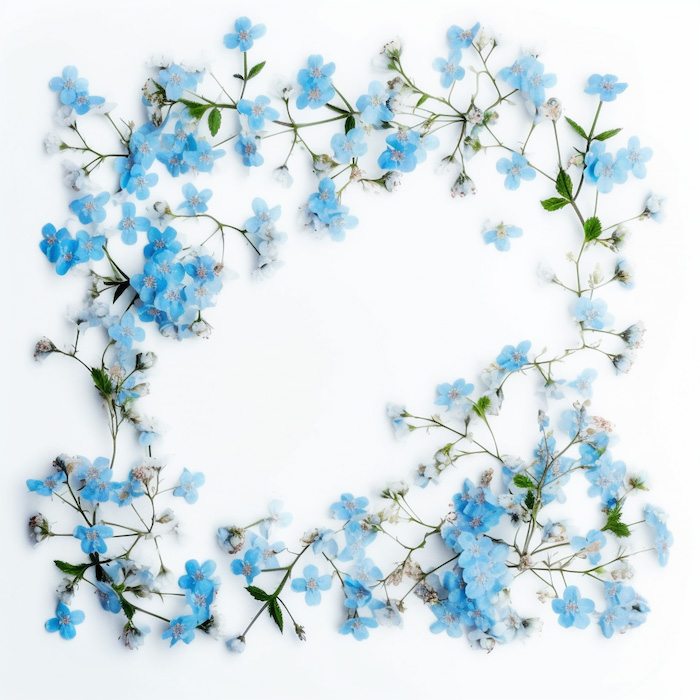 青い花のフレーム・背景素材｜無料