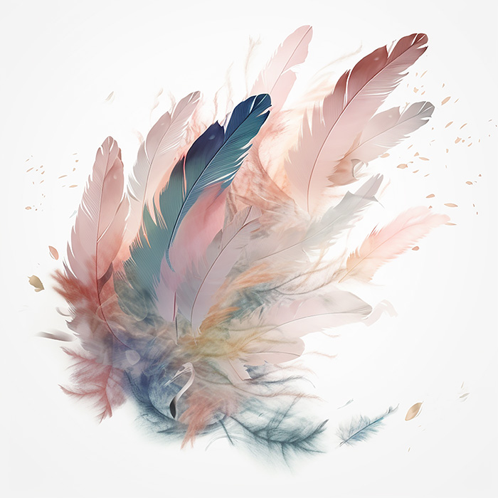3Dの透明感のある羽の素材・背景4｜イラスト無料