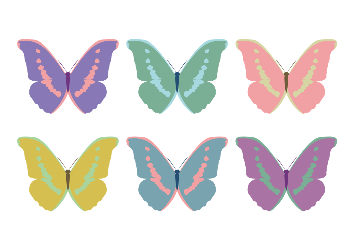 可愛いイラスト無料 蝶 6匹 ガーリー Free Illustration 6 Butterflies Butterflies 公式 イラスト素材サイト イラストダウンロード