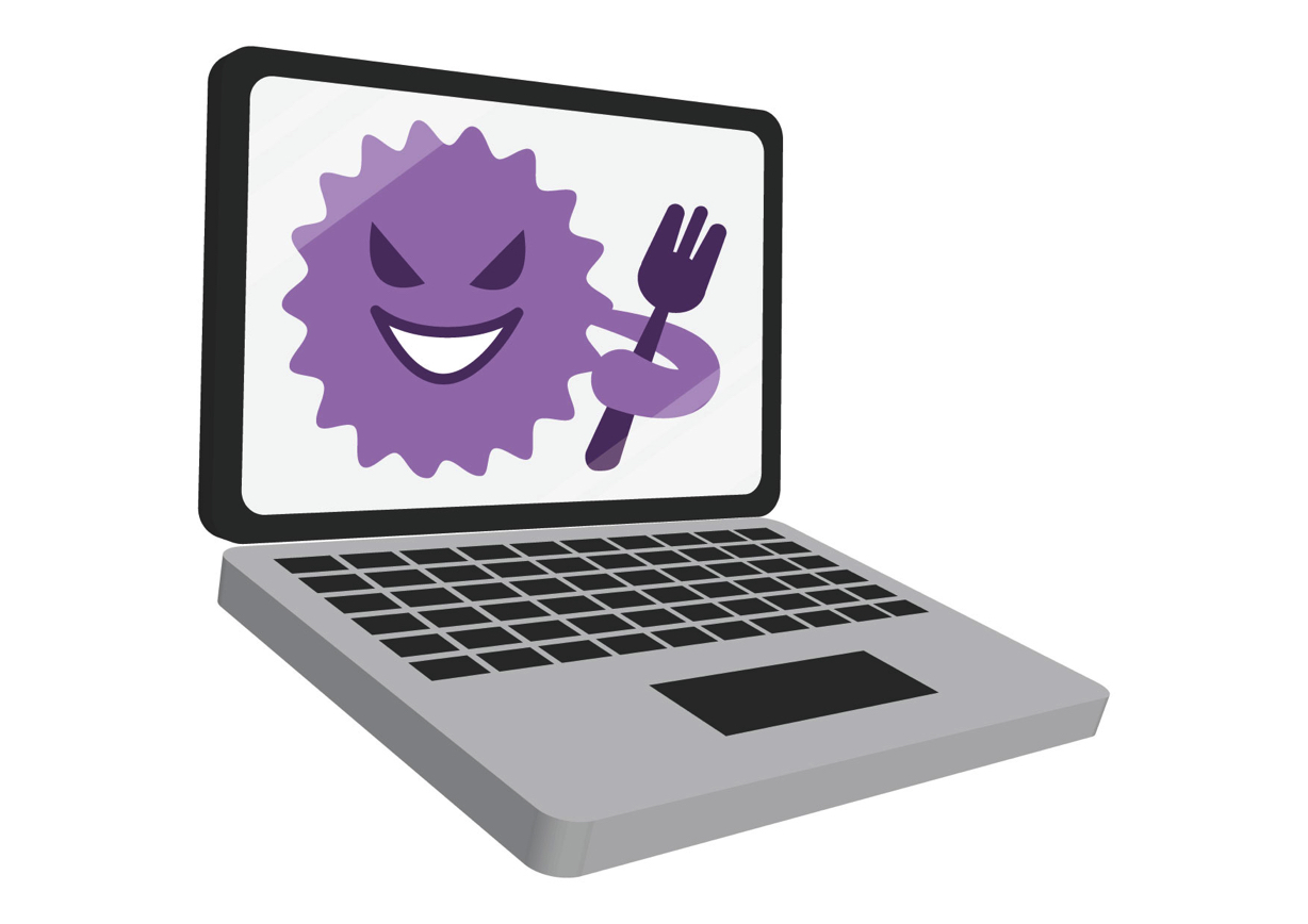 可愛いイラスト無料｜ノートパソコン　ウイルス − free illustration Laptop virus