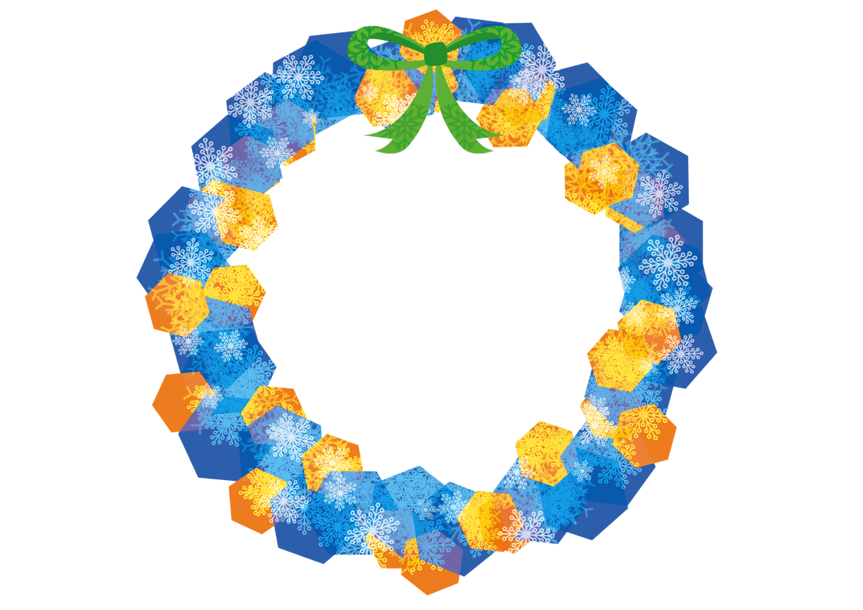 可愛いイラスト無料 クリスマスリース 青色 Free Illustration Christmas Wreath Blue 公式 イラスト ダウンロード